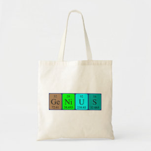 Genius periodic table name tote bag
