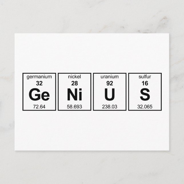 GeNiUS Periodic Table Postcard (Front)