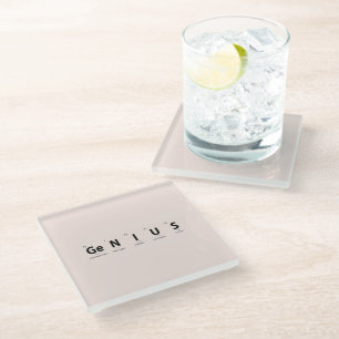 'Genius' Periodic Table - Soft Blush Beige Glass Coaster