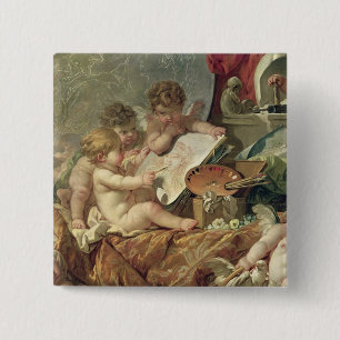 Genius Teaching the Arts, 1761 2 Inch Square Button