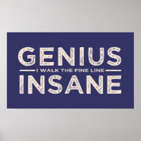 GENIUS VS INSANE custom colour poster