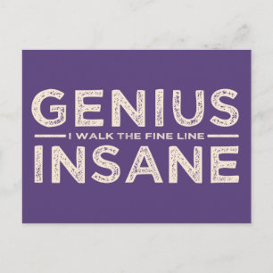 GENIUS VS INSANE custom postcard