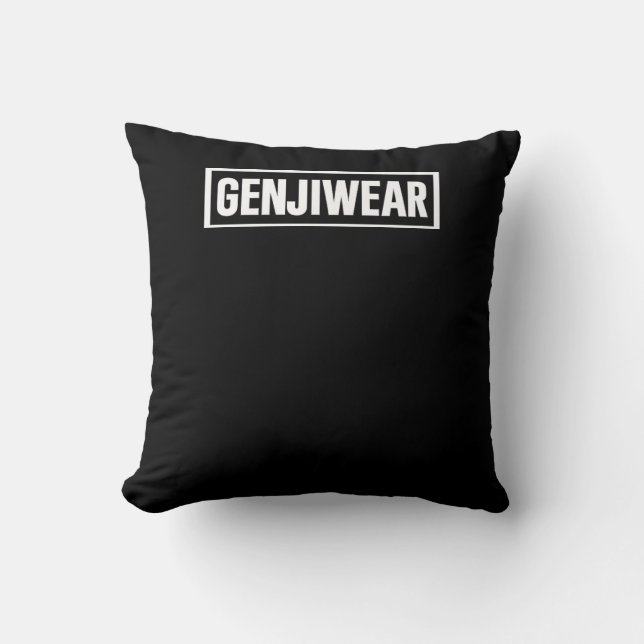 GENJIWEAR Logo Minimalist Black Throw Pillow (Front)