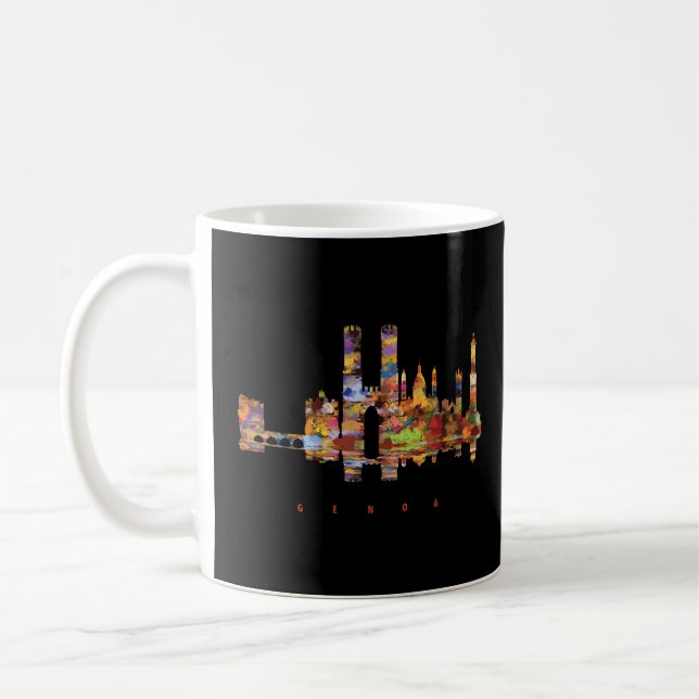 Genoa Colourful Silhouette Coffee Mug (Left)