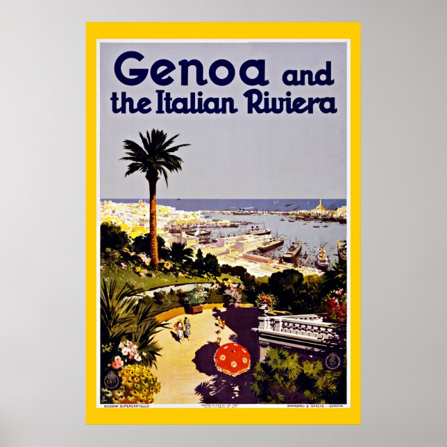 Genoa Genova Italy Vintage Travel Poster (Front)