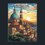 Genoa, Italy, A  postcard of a city with  and a<br><div class="desc">Genoa,  Italy,  A Poster of a city and a blue</div>