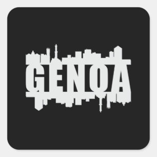 Genoa Italy City Skyline Cityscape Funny Gift Square Sticker