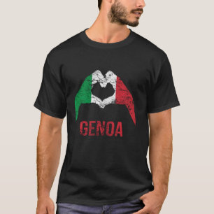 Genoa Italy Love Heart Retro Vintage Italian Flag T-Shirt