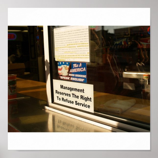 Genos Cheesesteaks When Ordering Speak English Poster (Front)