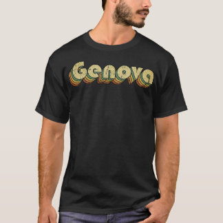 Genova Vintage Rainbow Typography Style 70s T-Shirt