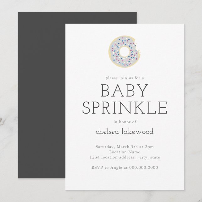 Genre Reveal Party Baby Sprinkle Donut Invitation (Devant / Derrière)