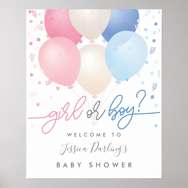 Genre Révéler Douche rose bleu Welcome Poster (Devant)