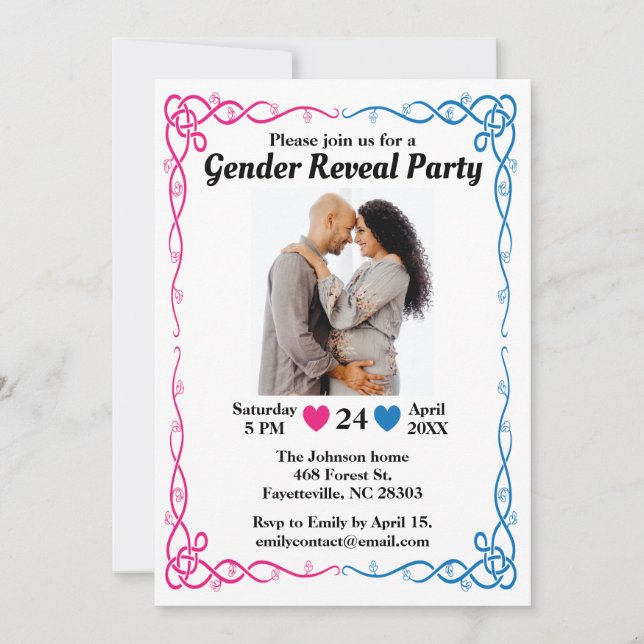 Genre révéler la photo de la fête Invitation (Devant)