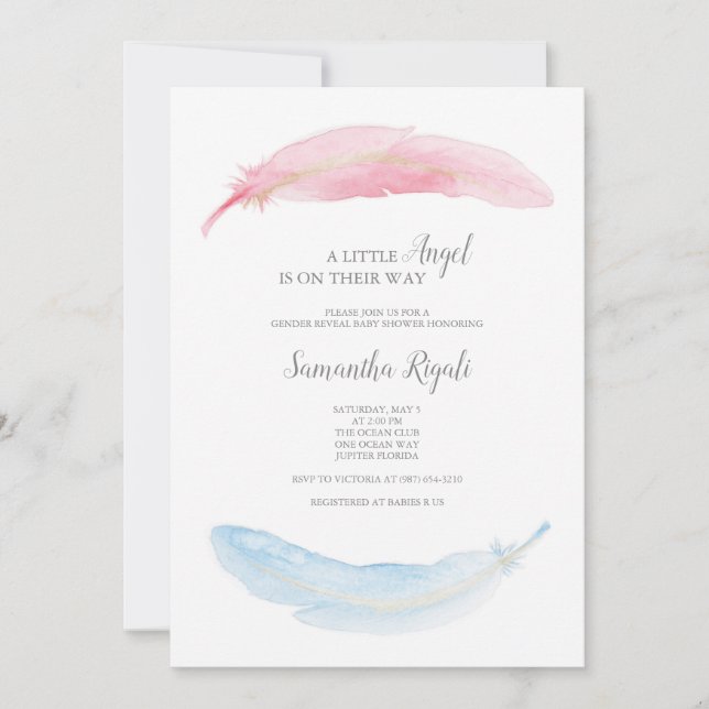 Genre Révéler Little Angel Invitation (Devant)