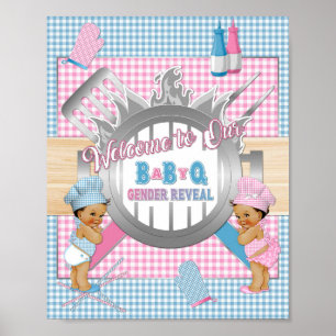 Genre Révéler Rose Bleu En vichy Baby Q BBQ Poster