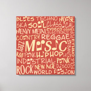 Genres de musique Word Collage papier de toile