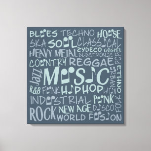 Genres de musique Word Collage papier de toile