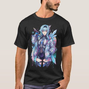Genshin Impact Eula Vaporwave Aesthetic Neon Synth T-Shirt