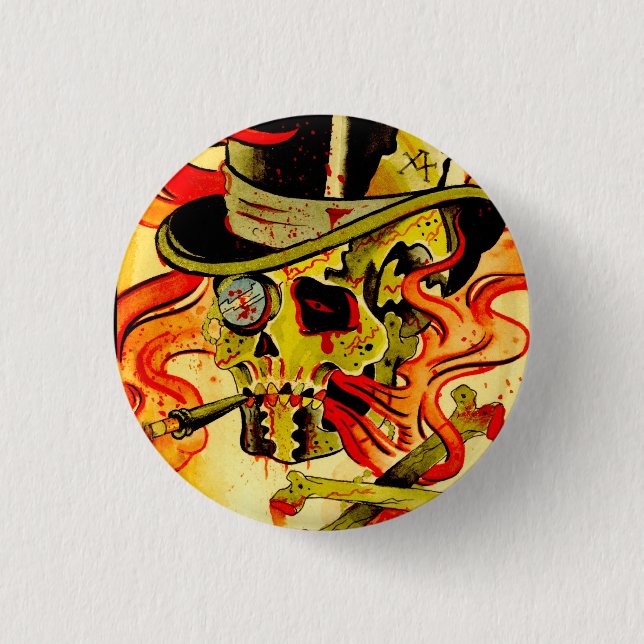 Gentelmen Skull 1 Inch Round Button (Front)