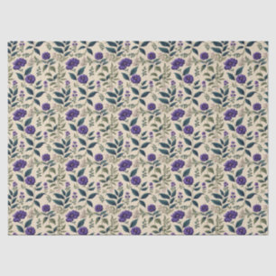Gentian Blue Vintage Floral Tissue Paper