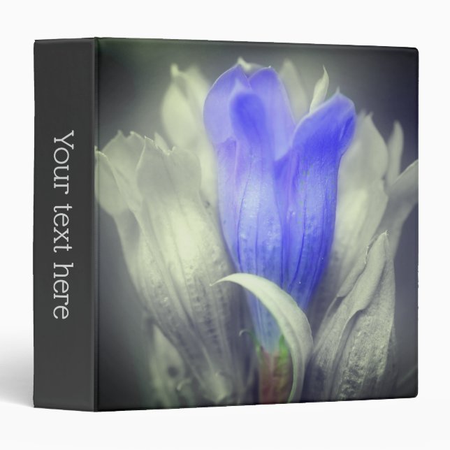 Gentian Flower Black White Partial Personalized  Binder (Front/Spine)