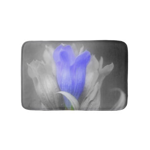 Gentian Flower In Black And White Bath Mat