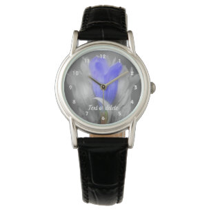 Gentian Flower In Black And White Personalized Watch