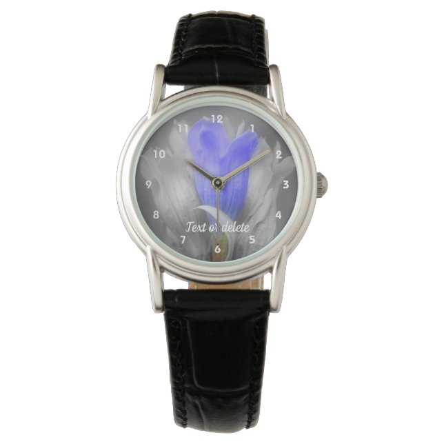 Gentian Flower In Black And White Personalized Watch (Front)