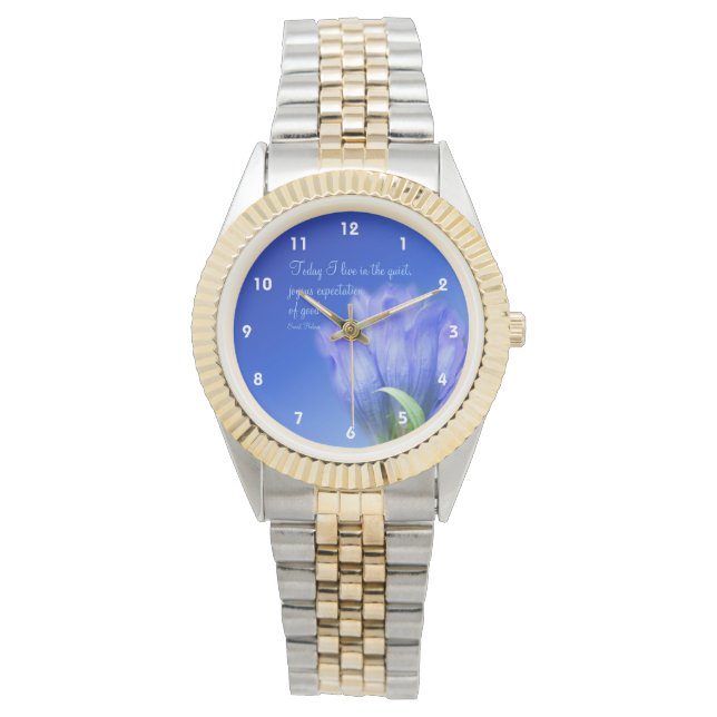 Gentian Flower Life Attitude Inspirational Quote  Watch (Front)