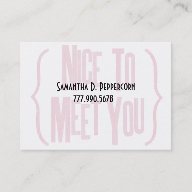 Gentil de vous rencontrer carte de visite (Dos)