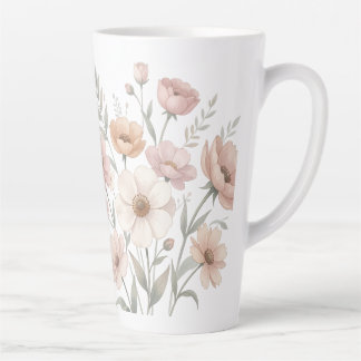 Gentle Anemone Bouquet Watercolor Softness Latte Mug