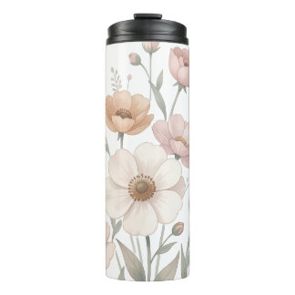 Gentle Anemone Bouquet Watercolor Softness Thermal Tumbler