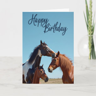 Gentle Birthday Horse Trio Card