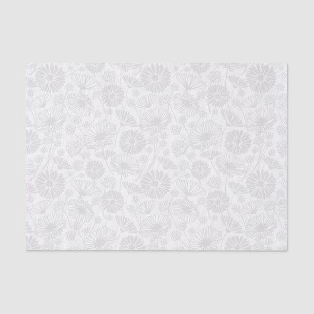 Gentle Bloom (Grey | White) Tissue Paper (Front)