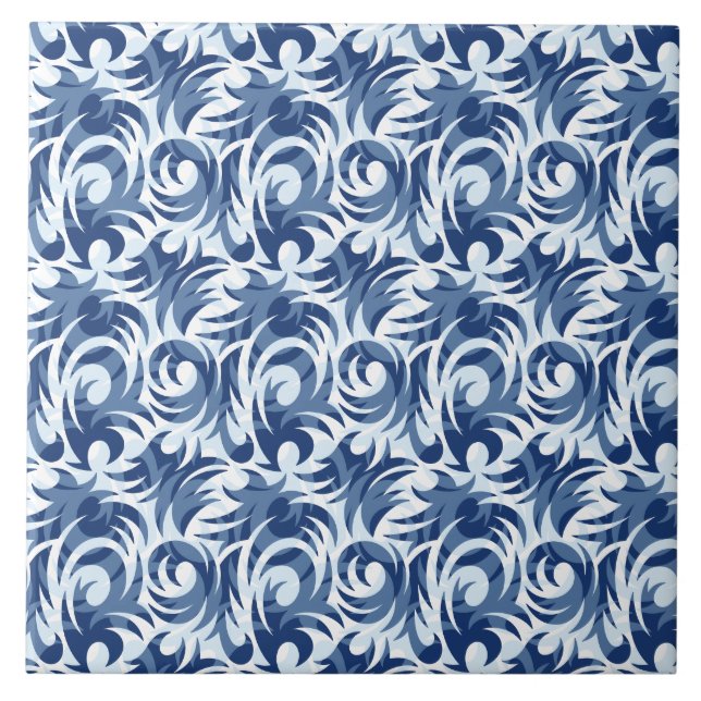 Gentle blue floral pattern tile (Front)