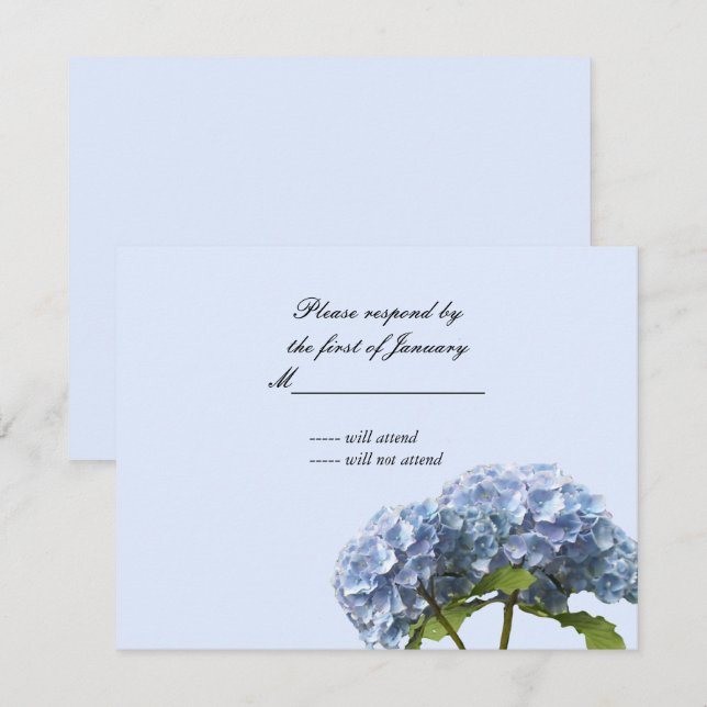 Gentle Blue Hydrangeas Reply Card (Front/Back)