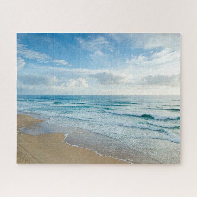 Gentle Blue Waves Rolling On Sandy Beach, Family Jigsaw Puzzle (Horizontal)