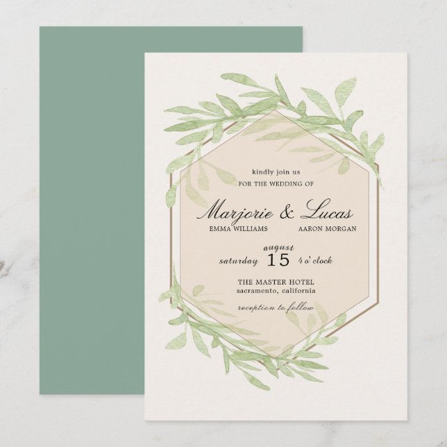 Gentle Botanics Wedding Invitation (Front/Back)