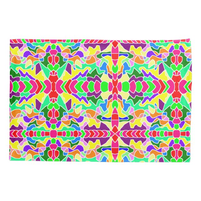 Gentle bright colour patterns on pillowcase (Back)