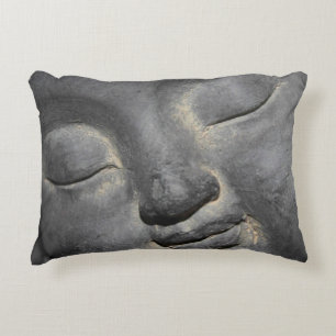 Gentle Buddha Face Stone Sculpture Decorative Pillow