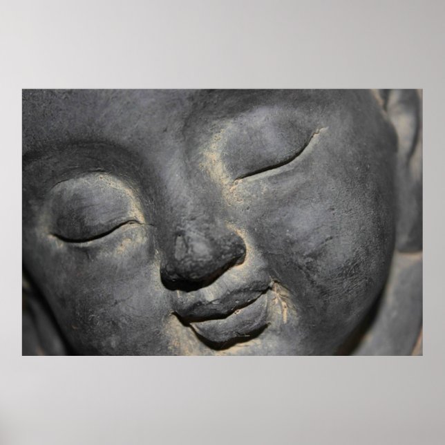Gentle Buddha Face Stone Sculpture Poster (Front)