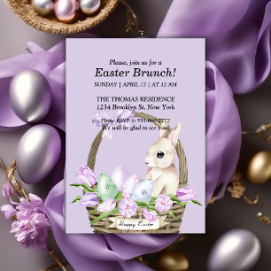 Gentle Bunny Watercolor Easter Brunch  Invitation