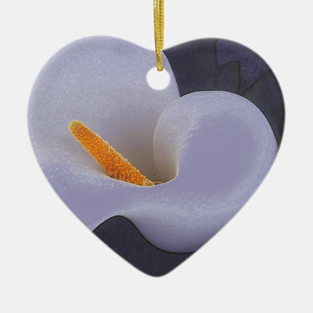 Gentle Calla Lily Petal Waves Ceramic Ornaments (Front)