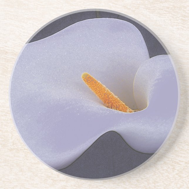 Gentle Calla Lily Petal Waves sandstone coaster (Front)