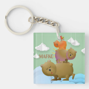 Gentle design of a bear family keychain