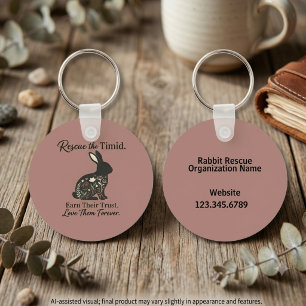Gentle Dusty Rose Floral Bunny Rescue Keychain