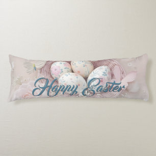 Gentle Easter Joy with Floral Motif Body Pillow