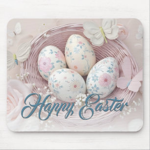 Gentle Easter Joy with Floral Motif Mouse Pad
