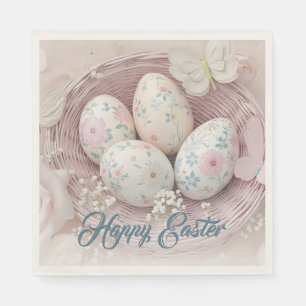 Gentle Easter Joy with Floral Motif Napkin