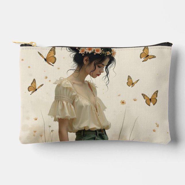 Gentle Elegance in a Butterfly Dance Accessory Pouch (Front)